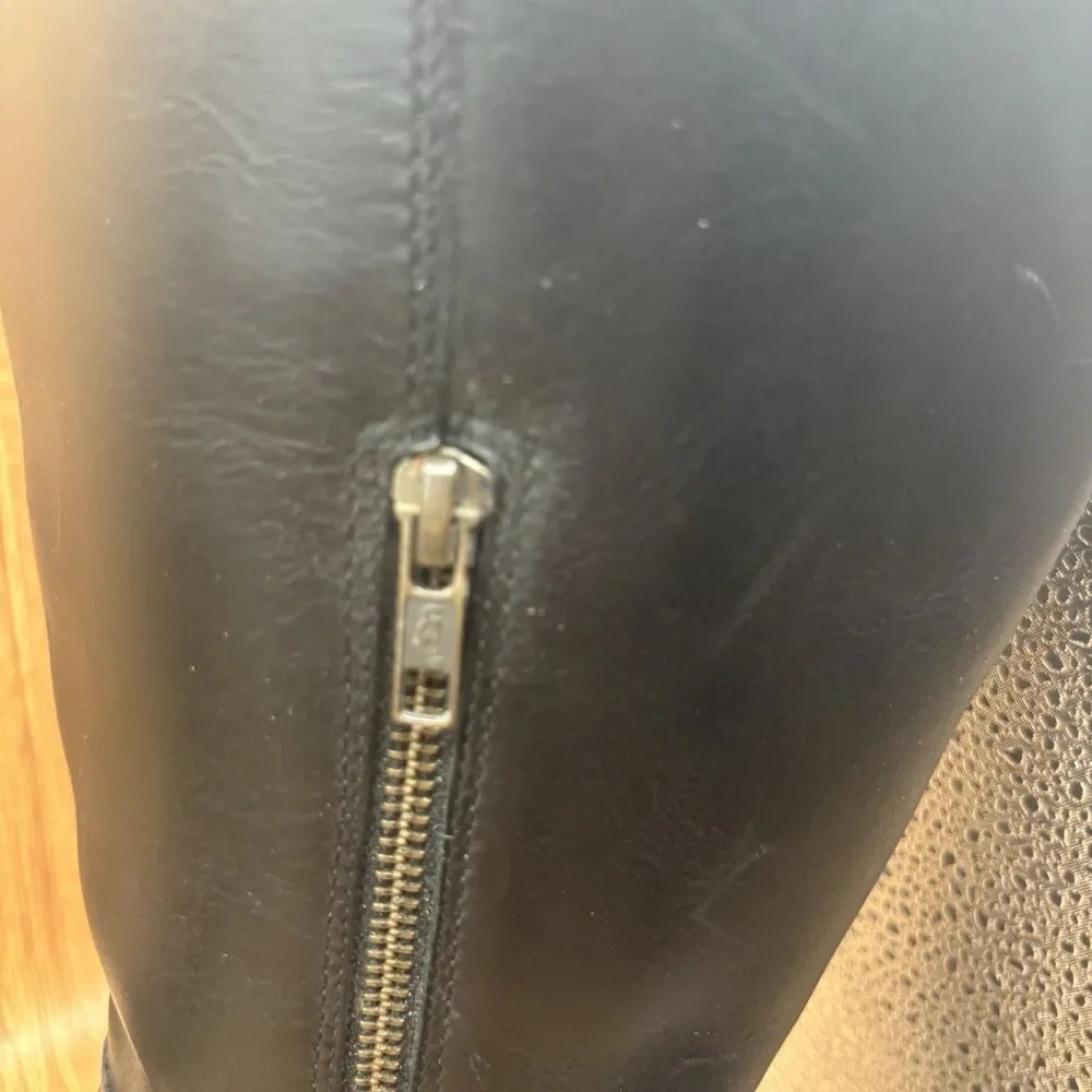 UGG‎ DAHLEN BLACK LEATHER RIDING WATER RESISTANT BOOTS US 11 / EU 42 / UK 9.5
